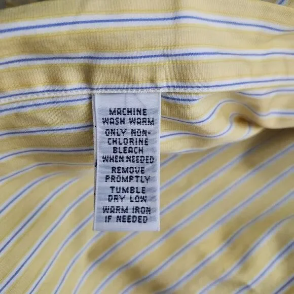 Men's Long Sleeve Polo Ralph Lauren Button Up Dress Shirt Size 16 1/2 Yellow - Picture 9 of 9